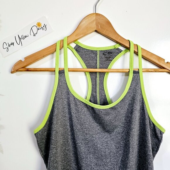 Champion Womens Medium‎ Gray & Green Racerback Tank Top XS ~TT124.3 - Picture 3 of 4